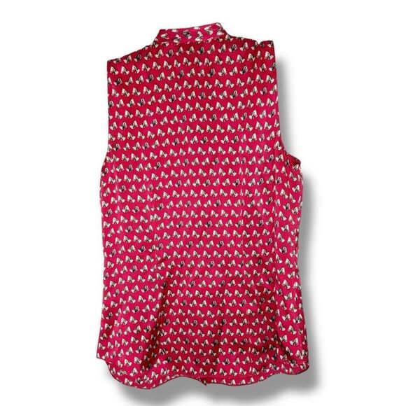 W by Worth Horse Head Equestrian Print 100% Silk Tie Neck Sleeveless Blouse S/4 - Picture 4 of 9